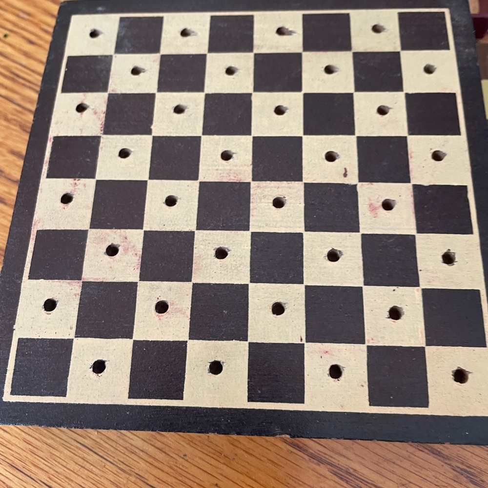 Vintage Drueke Small Travel Wood Wooden Chess/Checker Boards